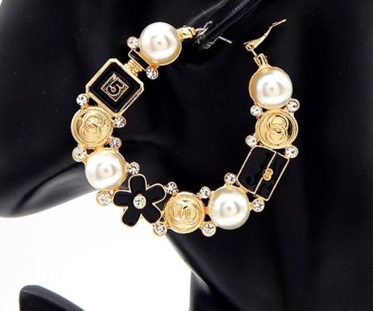 Pearl Charm
Statement Hoop Earrings