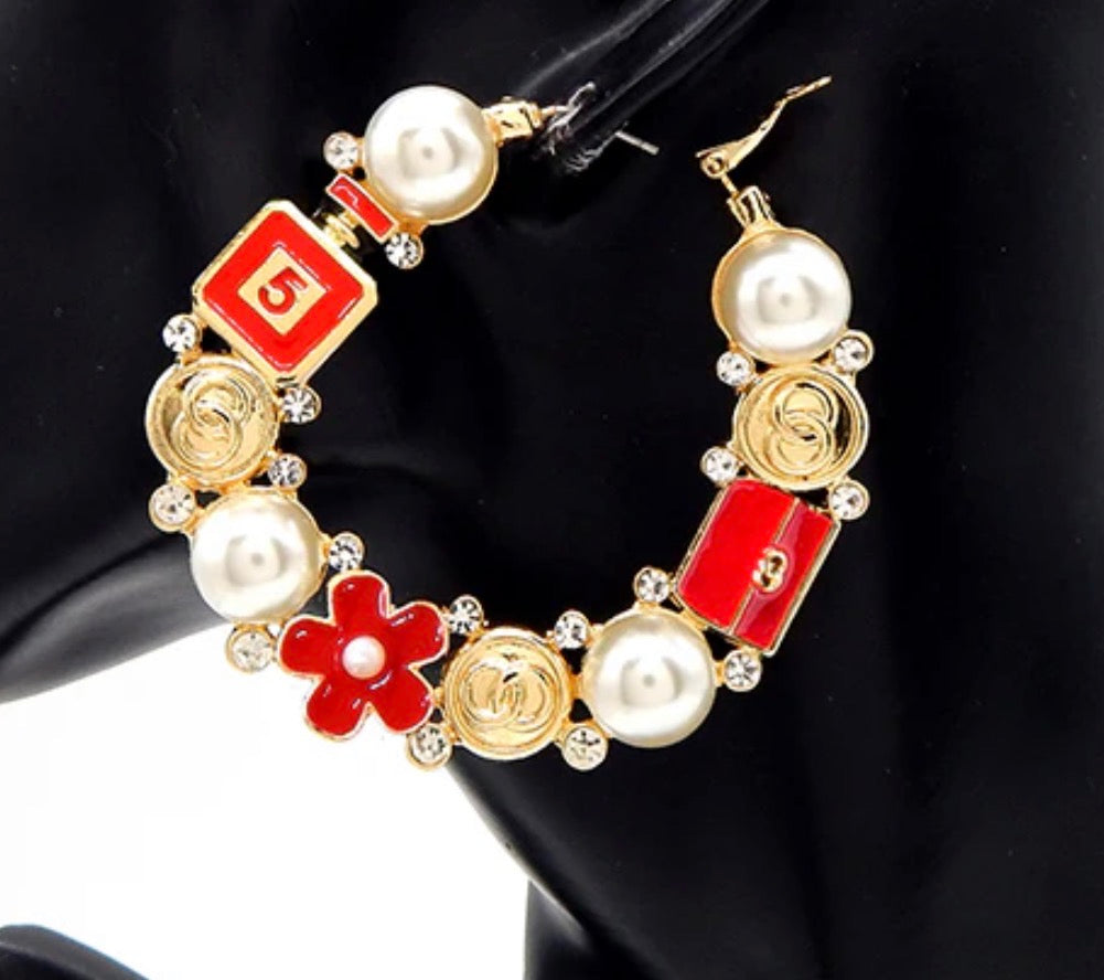 Pearl Charm
Statement Hoop Earrings