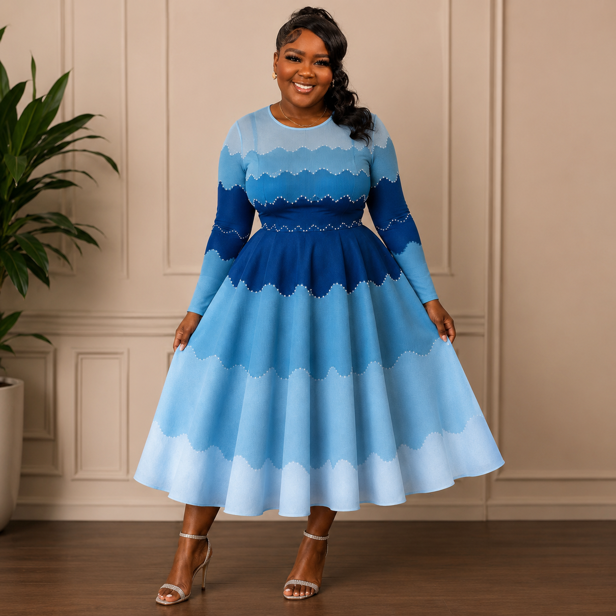 Pearl Bouncy Dress| Blue